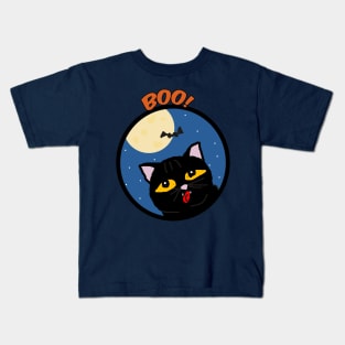 Boo black cat Halloween Kids T-Shirt